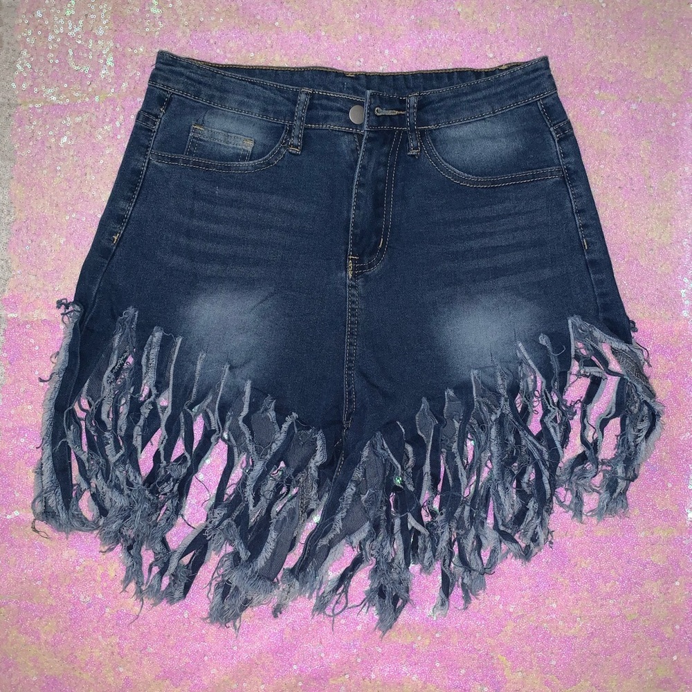 Denim Tassel Shorts